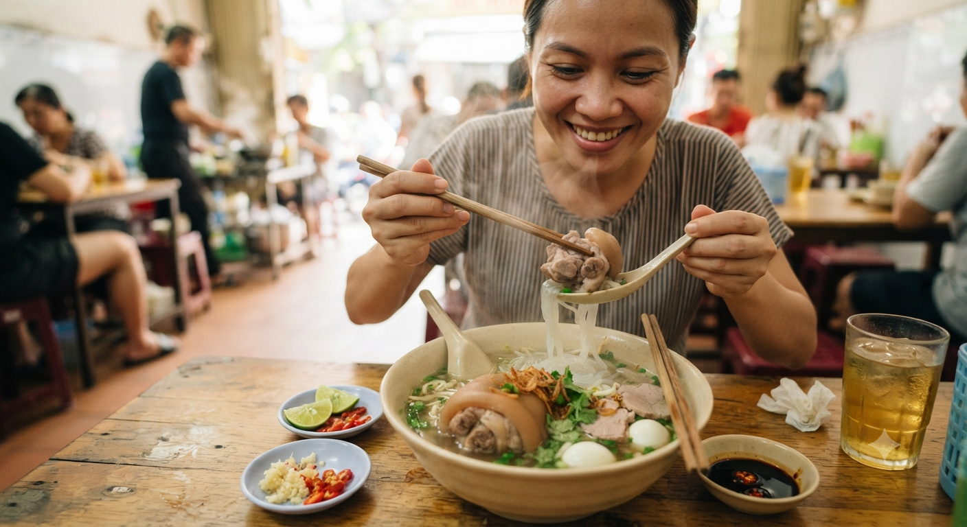 Cách tận hưởng trọn vẹn hương vị đậm đà của tô hủ tiếu giò